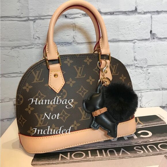 Handbags - Cute Leather French bulldog Puppy key chain BLACK